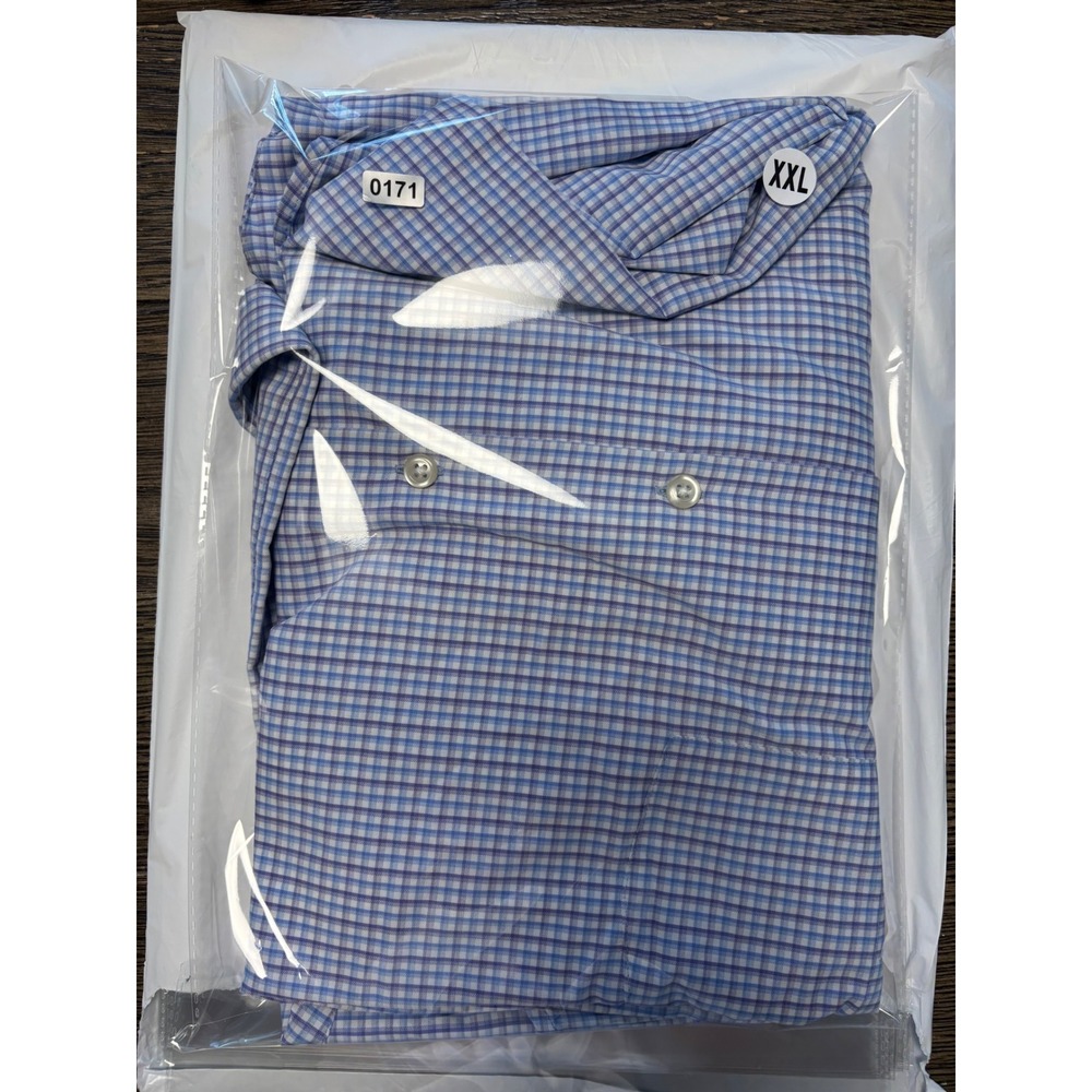 Peter Millar Summer Comfort Mens XXL Blue Purple Gingham Button Down Shirt - Picture 5 of 5